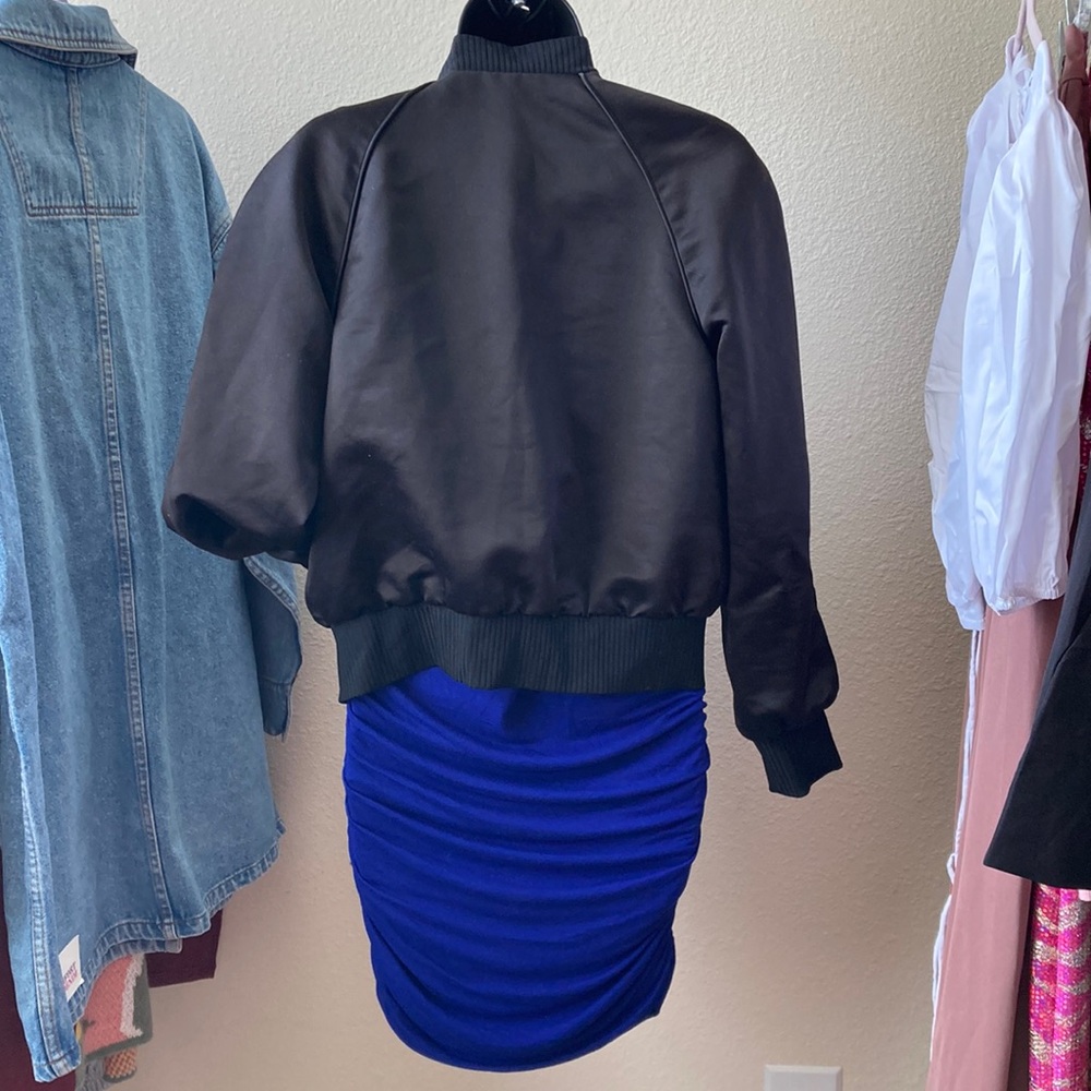 Blue Ruched Spandex Dress - Picture 3 of 6